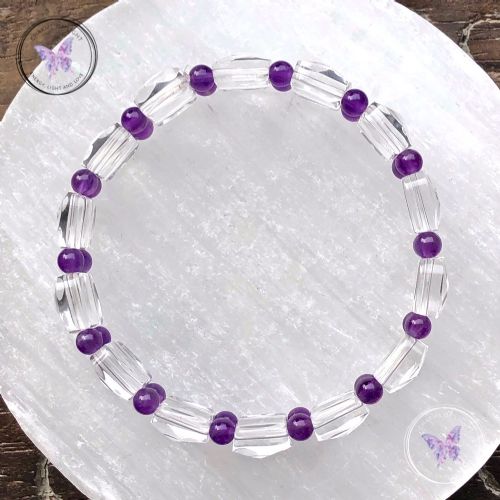 Clear Quartz & Amethyst Stretch Bracelet